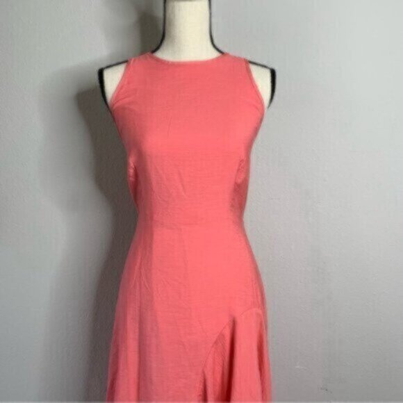 NWT Ann Taylor Coral  Asymmetrical Flowy Flare Dress - Picture 7 of 12